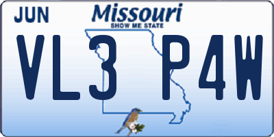 MO license plate VL3P4W