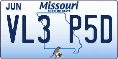 MO license plate VL3P5D