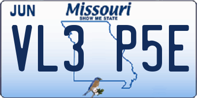 MO license plate VL3P5E