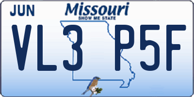 MO license plate VL3P5F