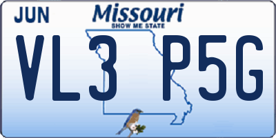 MO license plate VL3P5G