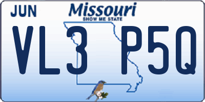 MO license plate VL3P5Q