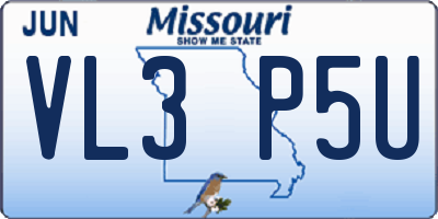 MO license plate VL3P5U