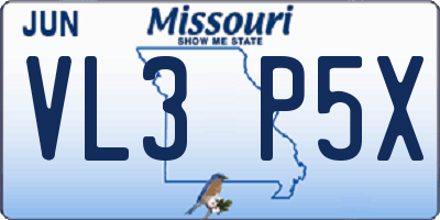 MO license plate VL3P5X