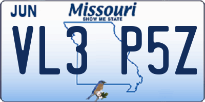 MO license plate VL3P5Z