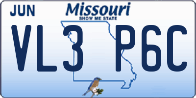 MO license plate VL3P6C