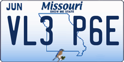 MO license plate VL3P6E