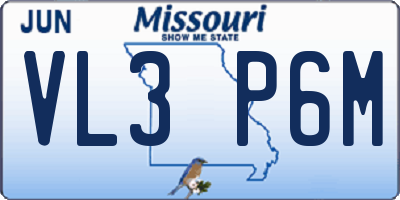 MO license plate VL3P6M