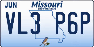 MO license plate VL3P6P