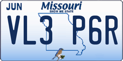 MO license plate VL3P6R