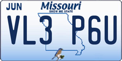 MO license plate VL3P6U