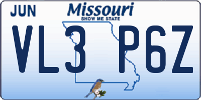 MO license plate VL3P6Z