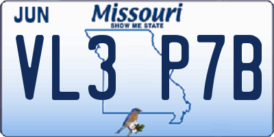 MO license plate VL3P7B