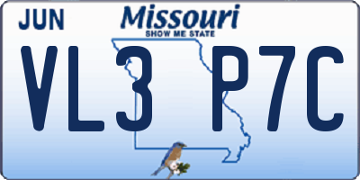 MO license plate VL3P7C