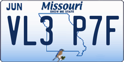 MO license plate VL3P7F