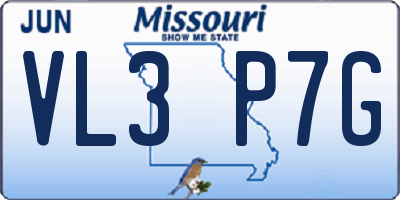 MO license plate VL3P7G