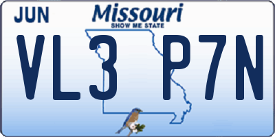MO license plate VL3P7N