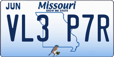 MO license plate VL3P7R