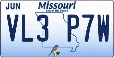 MO license plate VL3P7W
