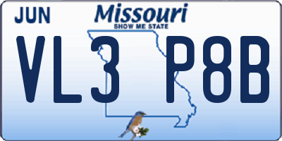 MO license plate VL3P8B