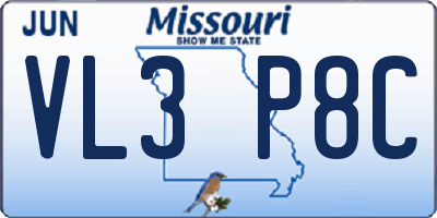 MO license plate VL3P8C
