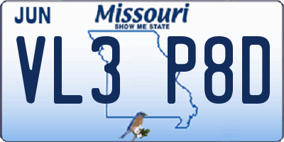 MO license plate VL3P8D