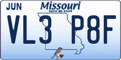 MO license plate VL3P8F