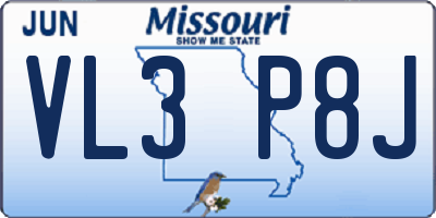 MO license plate VL3P8J