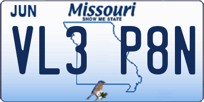MO license plate VL3P8N