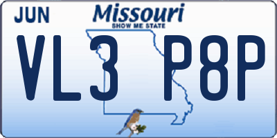 MO license plate VL3P8P
