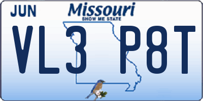 MO license plate VL3P8T