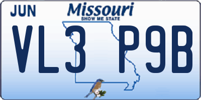 MO license plate VL3P9B