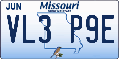 MO license plate VL3P9E