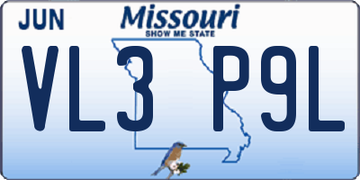 MO license plate VL3P9L