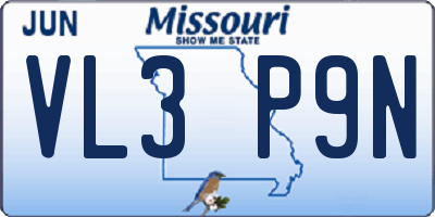 MO license plate VL3P9N