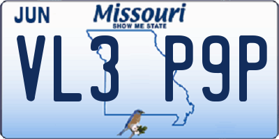 MO license plate VL3P9P