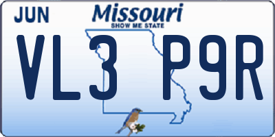MO license plate VL3P9R