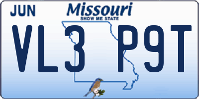 MO license plate VL3P9T