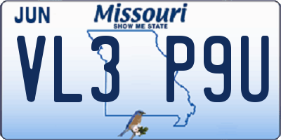 MO license plate VL3P9U