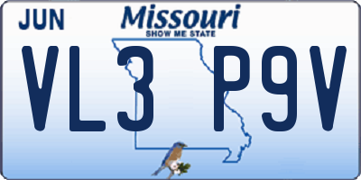 MO license plate VL3P9V