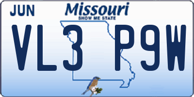 MO license plate VL3P9W