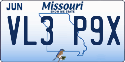 MO license plate VL3P9X