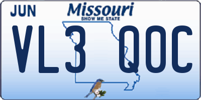 MO license plate VL3Q0C