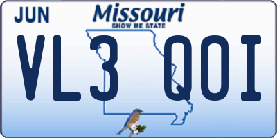 MO license plate VL3Q0I