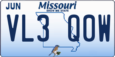 MO license plate VL3Q0W