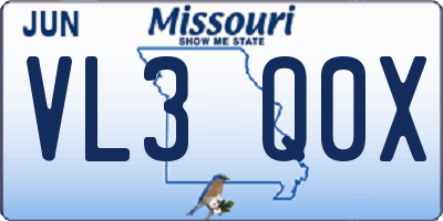 MO license plate VL3Q0X