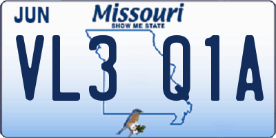 MO license plate VL3Q1A