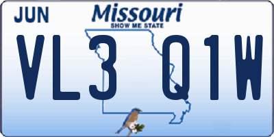 MO license plate VL3Q1W