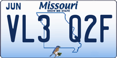 MO license plate VL3Q2F