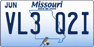 MO license plate VL3Q2I